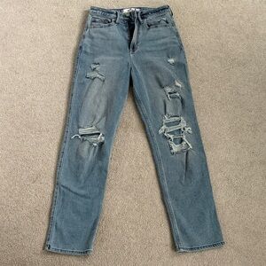 Hollister Distressed Blue Women's Jeans - curvy ultra high-rise vintage straight